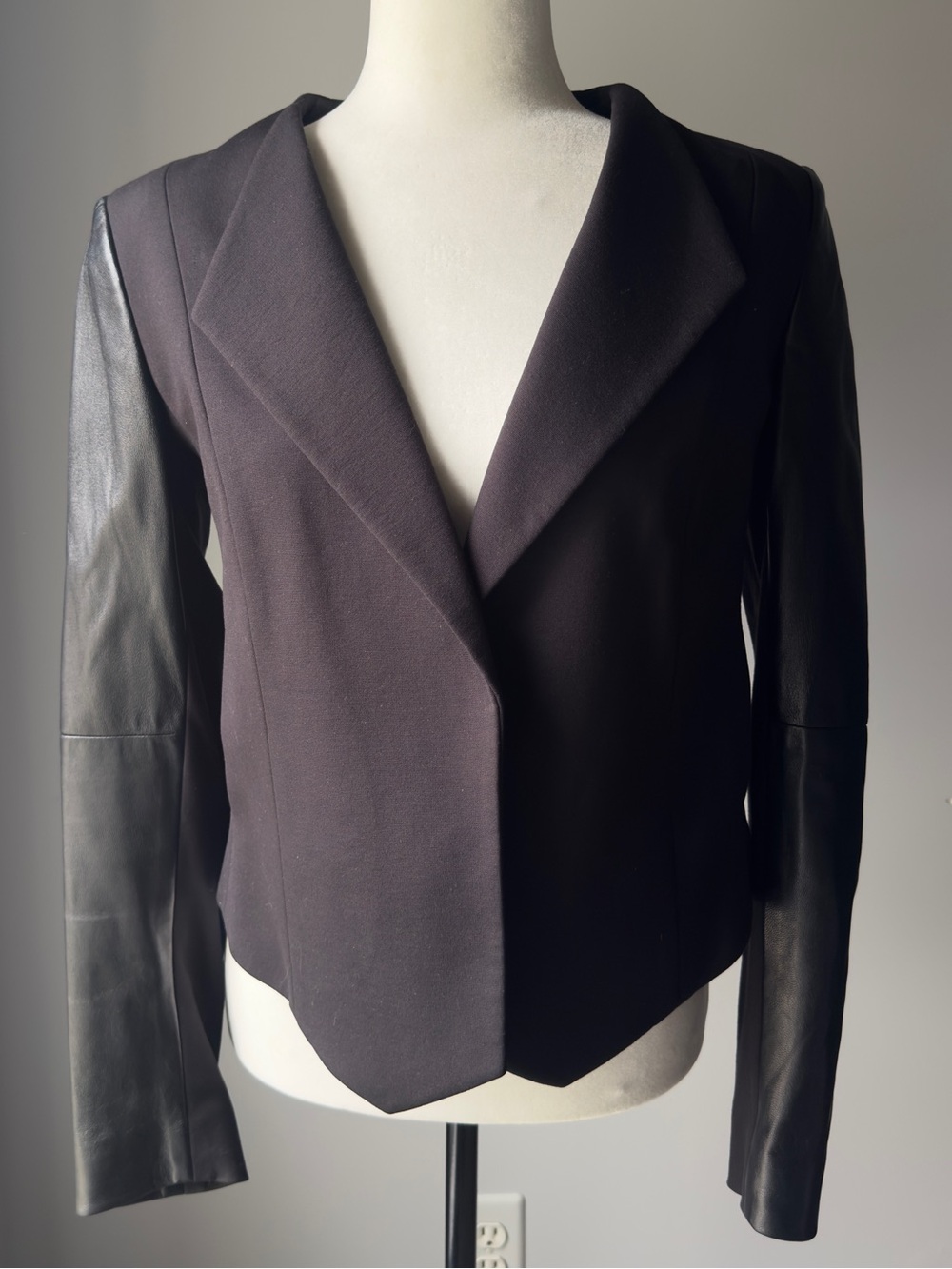 Theory Amada Lamb Leather Sleeve Blazer